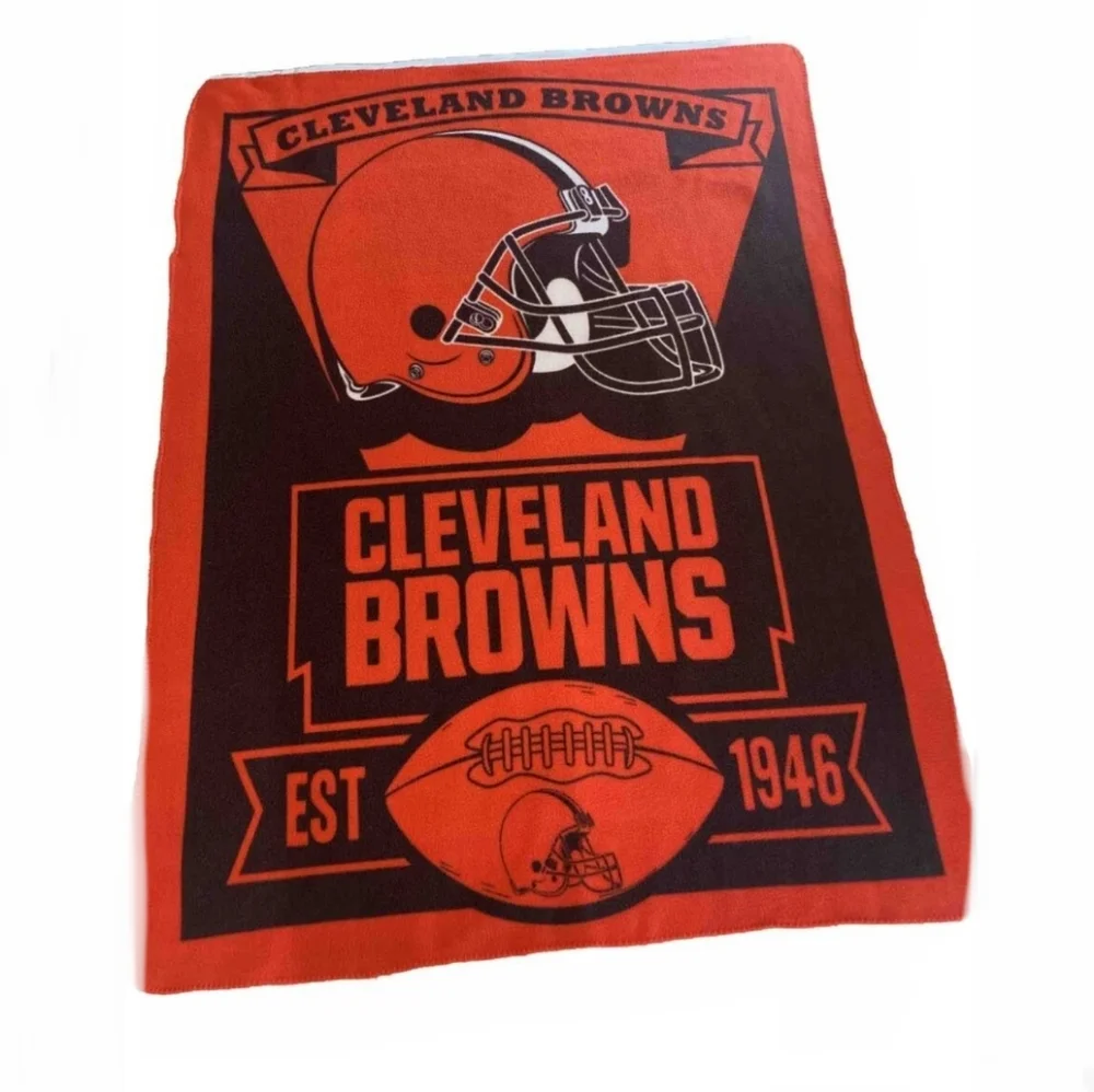 Vintage 90s Y2K Cleveland Browns Football Blanket Throw Shawl Wrap, 48